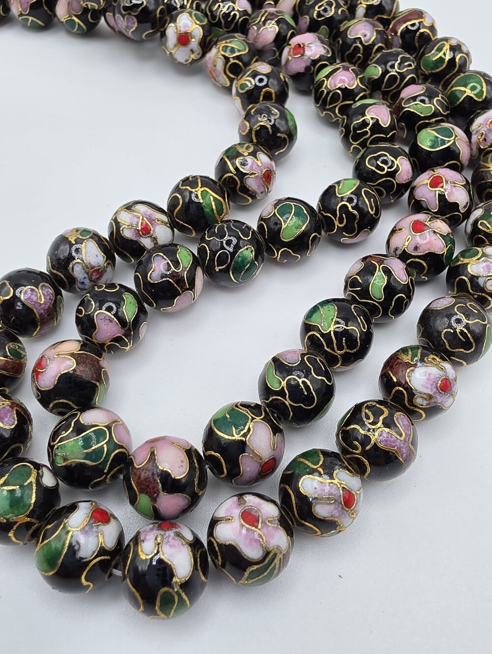 Black 10mm Chinese Cloisonne Beads